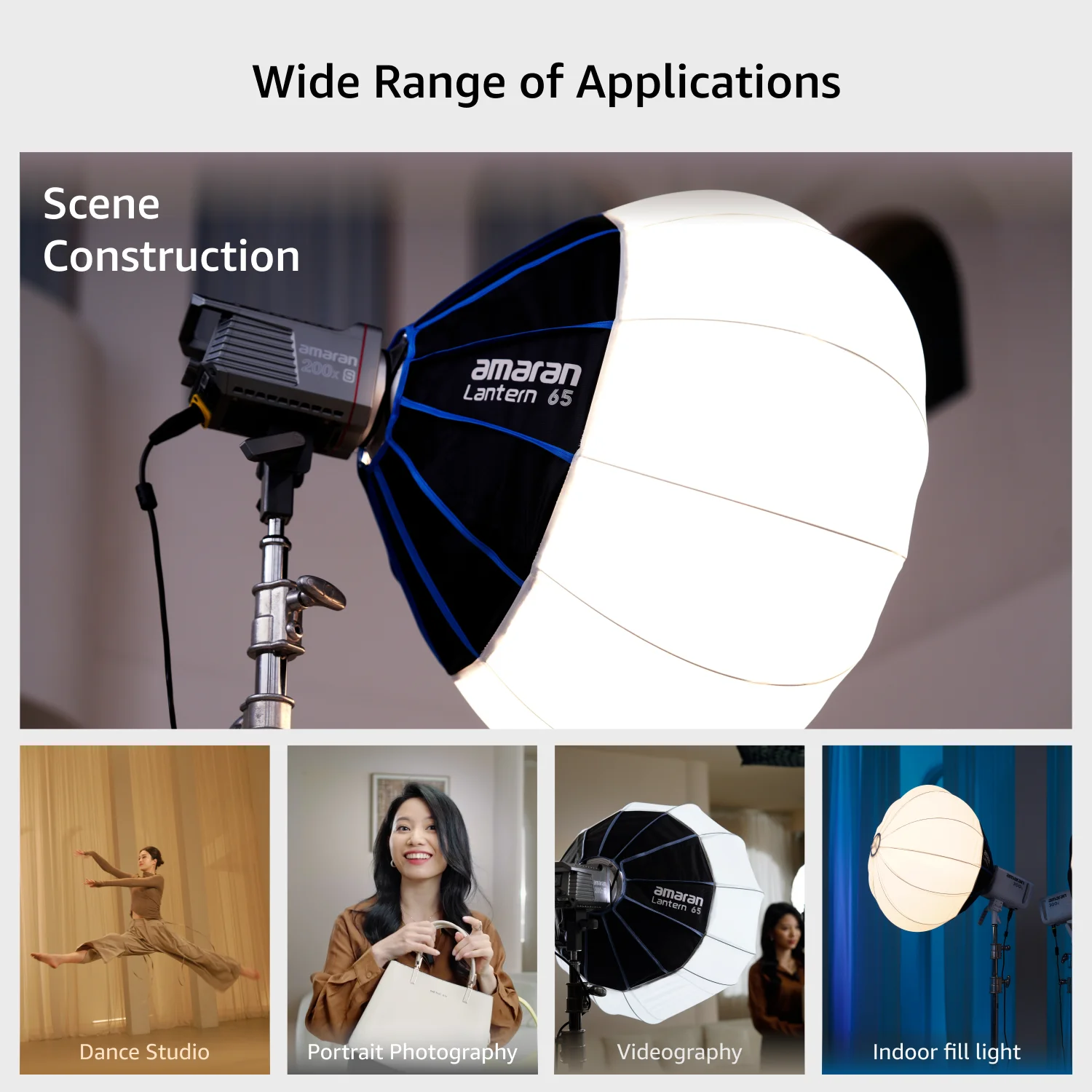 Amaran Lantern 65, omnidirektionale Bowens-Montage-Softbox für Heimstudio, Lokationsfotografie für Amaran COB-Licht – Detail 3