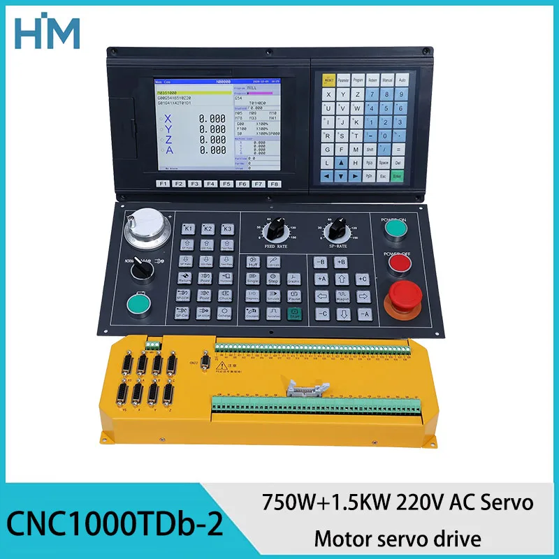 New Modbus type lathe control 750W+1.5KW 220V AC Servo Motor servo driver CNC total solution CNC1000TDb-2