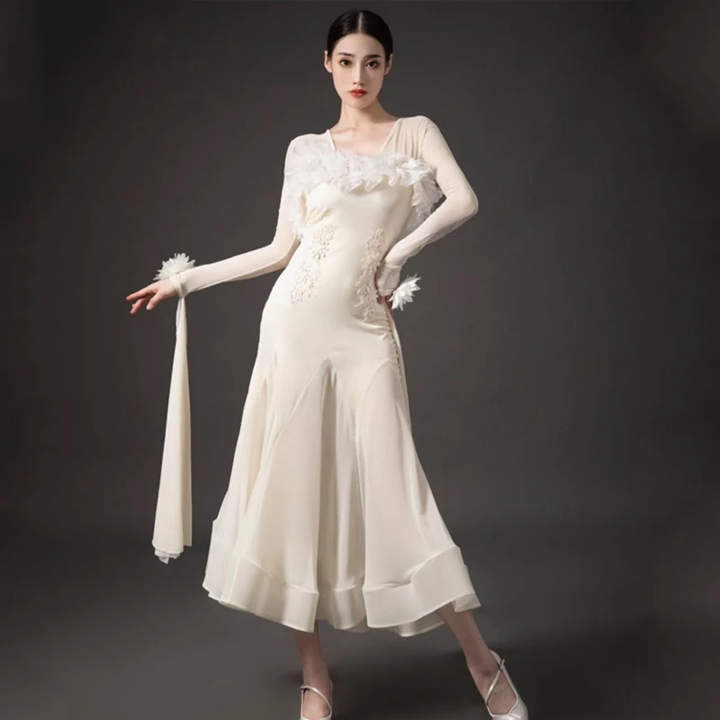 

2022 New Modern Dance Dress Long Sleeved National Standard Dance Clothes For Women Ballroom Dance Competition Dresses DN13778