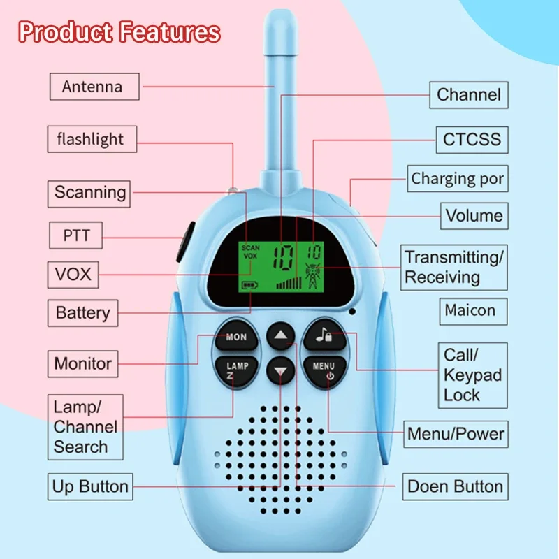 子供のワイヤレス電話のおもちゃトランシーバーインタラクションおもちゃ 3 キロ範囲 UHF ポータブルトランシーバー充電式トランシーバーおもちゃ