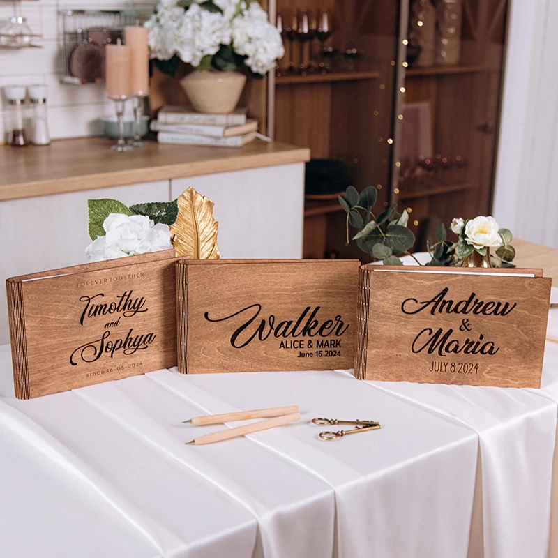 Wedding Gift Rustic Wedding Guest Book Custom Name and Date Personalized Boho Bridal Shower Decor Photo Guestbook