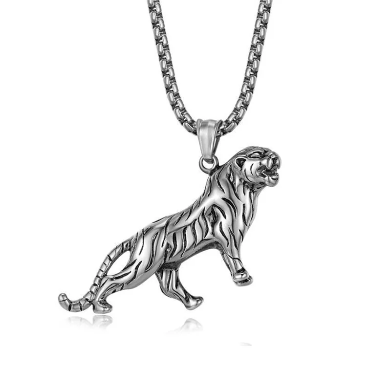 New Fashion Animal Pendant Necklace for Men - Lion/Tiger/Leopard Stainless Steel Hip Hop Jewelry Wholesale