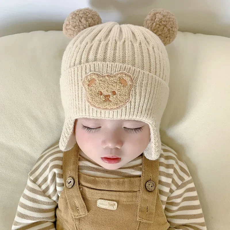 Solid Color Wool Knitted Bonnet Bebe Newborn Baby Hat Pompom Cute Winter Hat For Kids Boys Girls Children Warm Beanie Cap