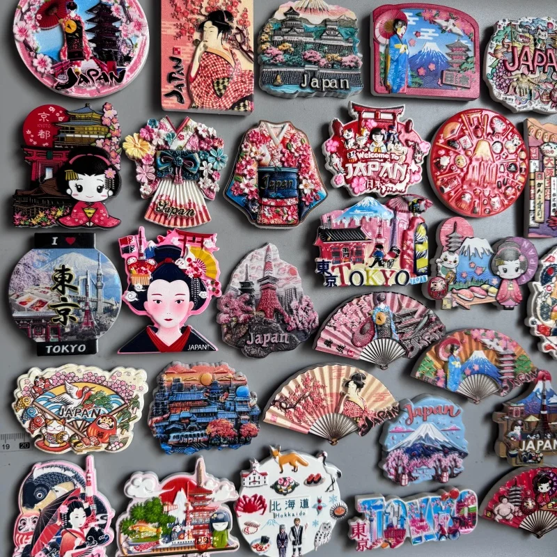 Japanese Fridge Magnets Tourist Souvenirs Kyoto Tokyo Hokkaido Japan Cherry Blossoms Mount Fuji Onna Tengen Home Decor