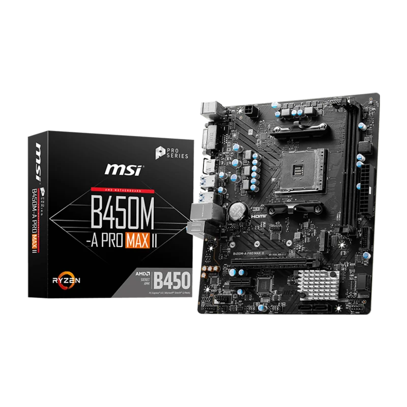 New!MSI B450M-A PRO MAX II Micro ATX AMD B450 DDR4 M.2 USB3.2 Socket AM4 Motherboard