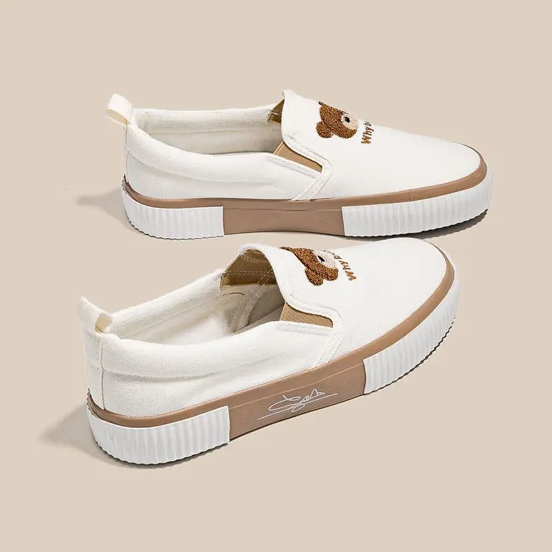 Slip On Loafers Canvas Kawaii Cute Female Footwear Stylish Promotion Low Price Spring Original New In Autumn Women\'s Shoes