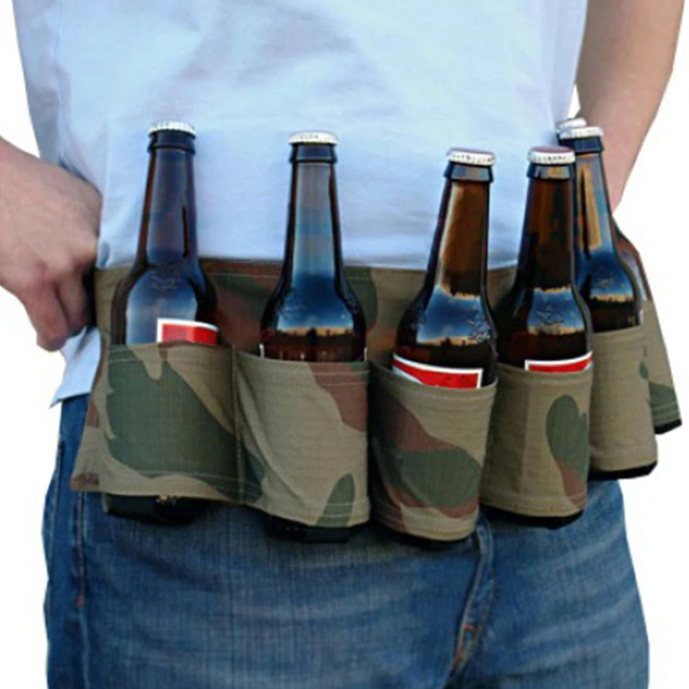 

2 pcs Mountaineering Beer Belt 6 Pack Oxford Waist Bag For Climbing Outdoor Camping Travel Beach Party Storage With Zipper
