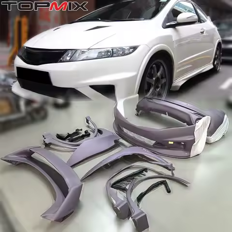 For Honda 2007-2011 Civic Type-R FN2 FK TOPMIX Mu-Style New Front Bumper Grille Fender Arch Rear Spoiler Body Kit