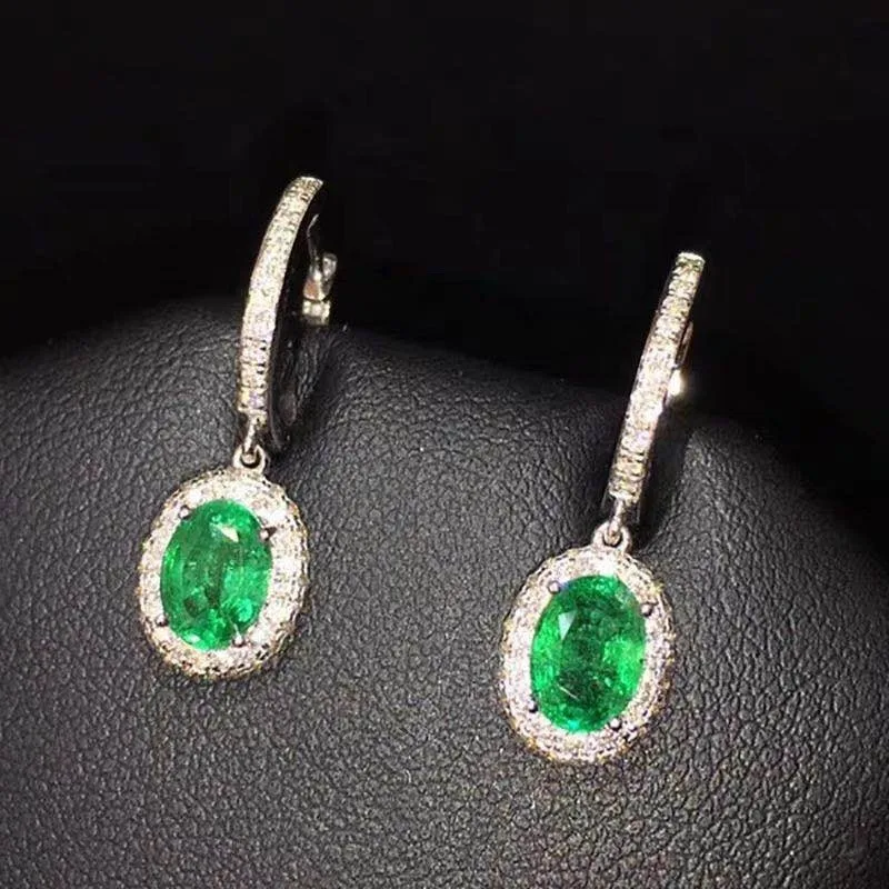 YULEM  Solid 925 Sterling Silver Stud Earrings for Women Natutal Emerald Diamond Luxury Anniversary Gift Fine Jewelry