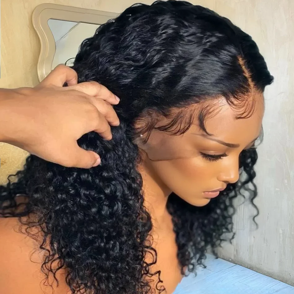 

220 Density Curly Bob Wig 100 Human Hair Brazilian Deep Wave Short Bob 13x6 Transparent 13x4 Hd Lace Frontal Wigs 10 12 Inch