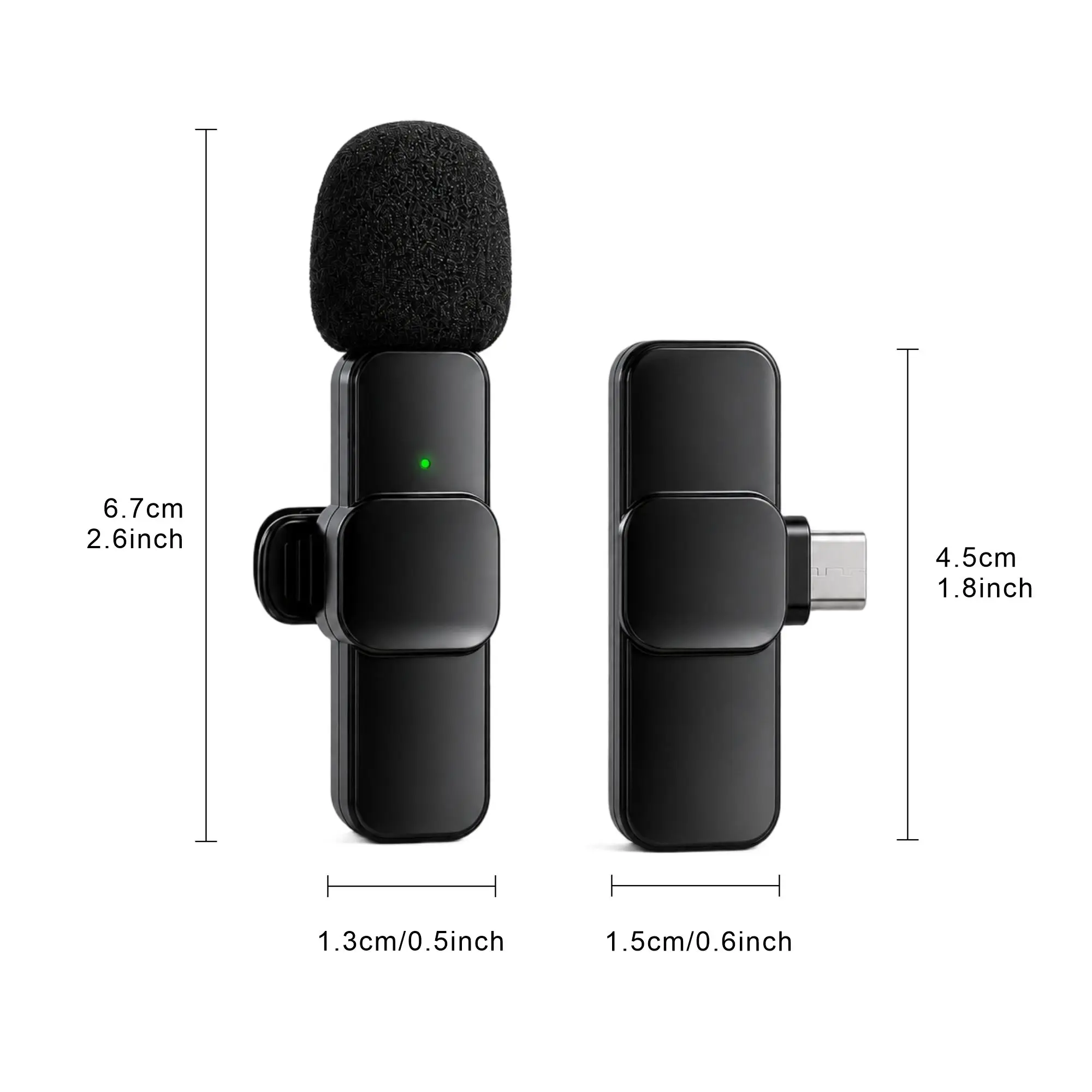 Wireless Lapel Microphone, Type-C Interface, Noise Reduction, Plug and Play, Suitable for Video Recording, Interviews, Live Stre