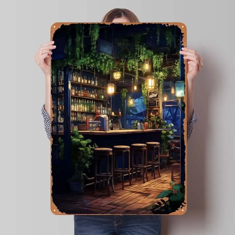 Quiet Bar Pub Rusty Metal Poster Retro Vintage Metal Tin Sign for Restaurant Home Kitchen Outdoor Wall Decoration Man Cave Art