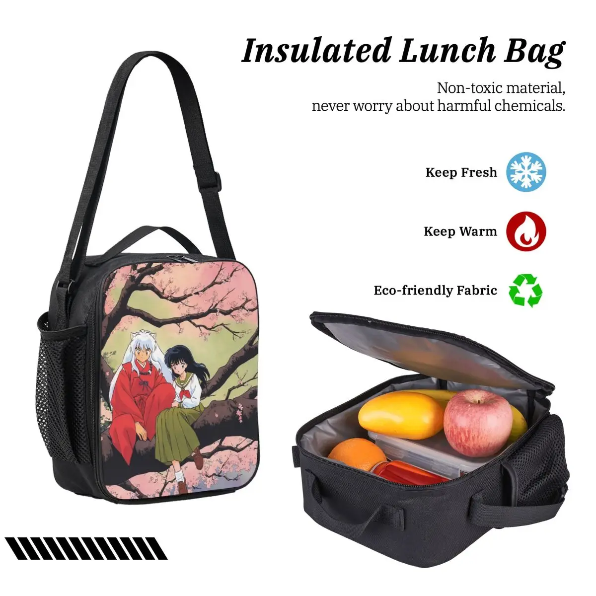 Manga Kimono Inuyasha Sesshomaru Backpack Boys Girls BookBag School Bag Laptop Shoulder Bags 3ps Insulated Lunch Bag Pencil Case view 4
