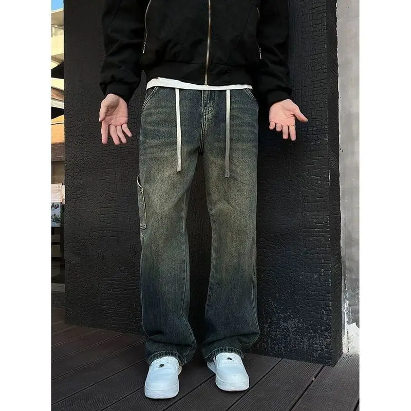 

American High Street Men Women Trendy Straight Leg Washed Jeans Couples 2025 Spring Autumn Loose Retro Casual Pants Men Clothing