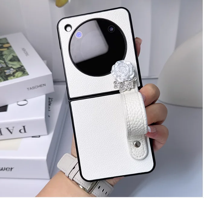 Zte Libero用の花とブレスレット付きのNubiaフラップレザーケース,キュートでファッショナブルなアクセサリー
