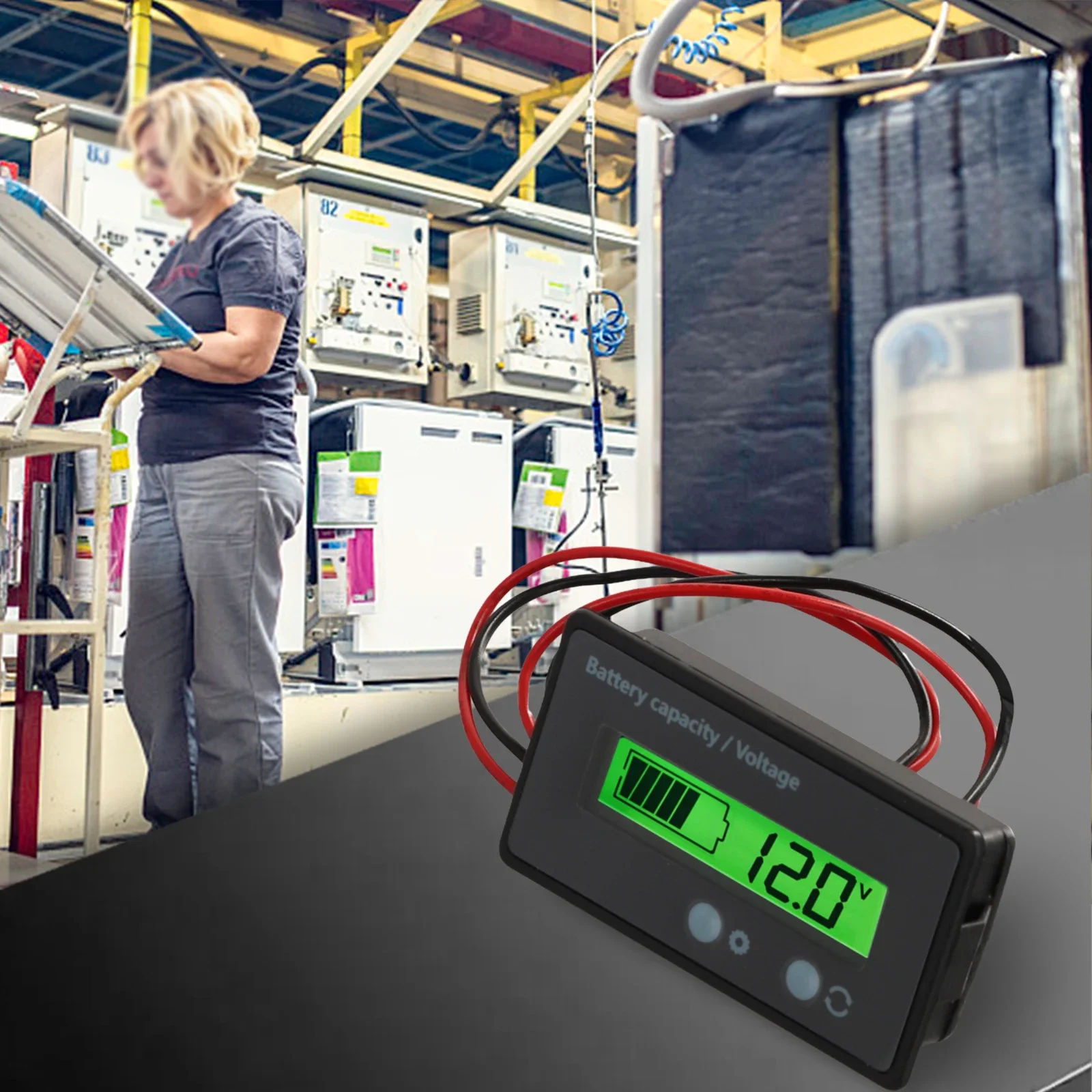 12V 24V 36V 48V LCD Power Voltage Meter Electric Vehicle Battery Indicator Battery Capacity Monitor Meter Voltmeter Ammeter