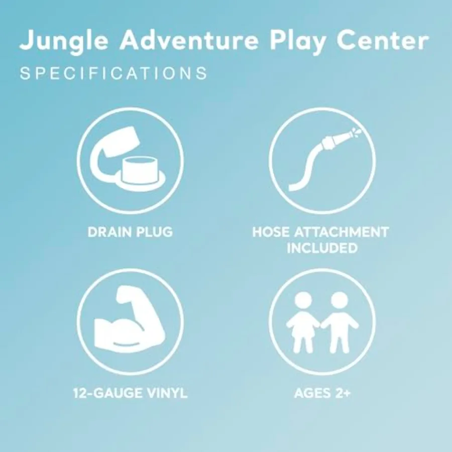 مركز ألعاب قابل للنفخ بتصميم الغابة الاستوائية مقاس 96 × 78 × 28 بوصة مع مسبح للأطفال وانزلاق مائي للاستخدام الخارجي