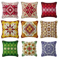 Smyrna Flower Latch Hook Kit Mats Cushion Pillow DIY Crafts Simple Cushion Embroidery Latch Hook Rug Needlework Button Packages