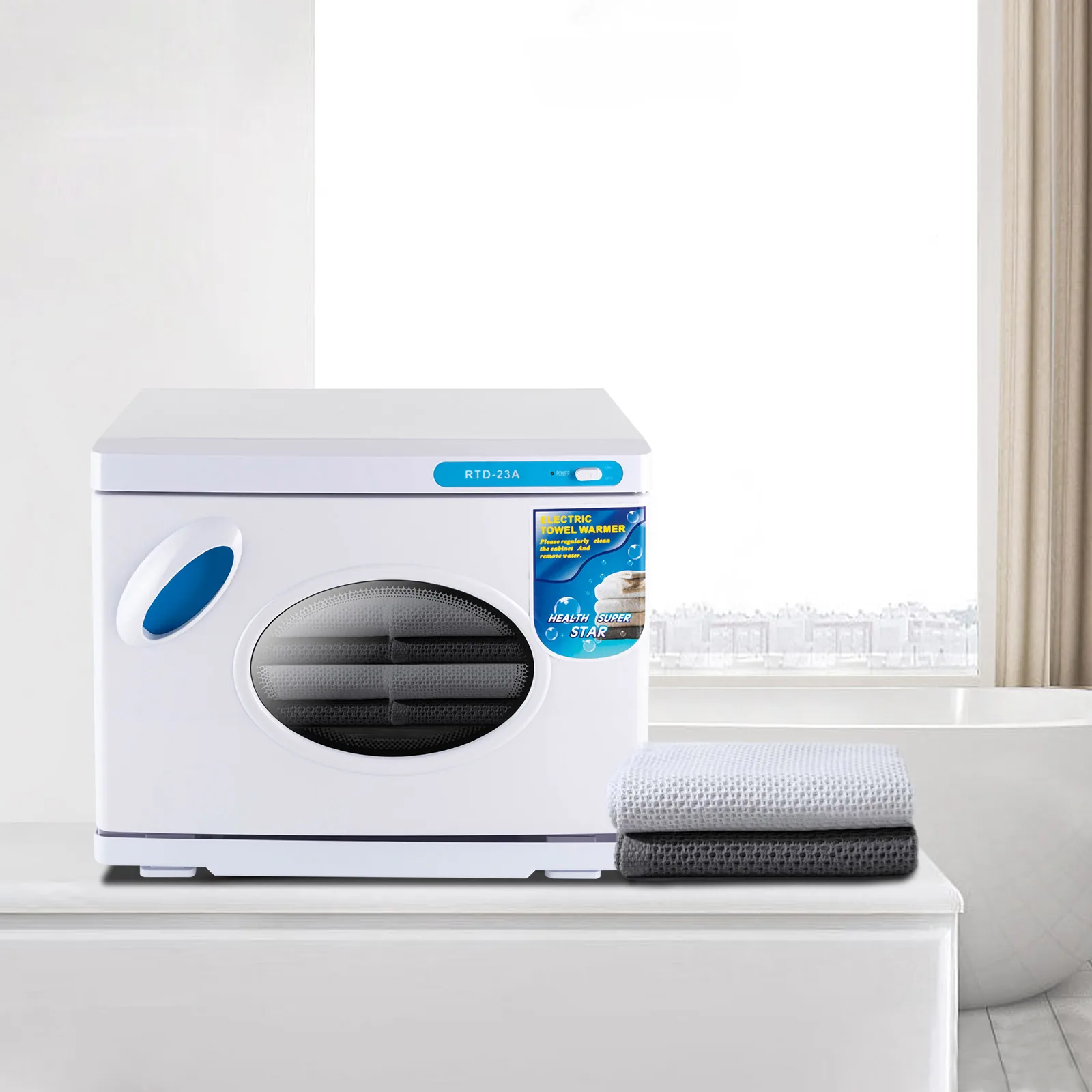 Calentador de toallas calientes profesional de 23L, gabinete de toallas calientes con ventana transparente, calentadores de toallas de spa 2 en 1 para tratamientos faciales, peluquero, salón