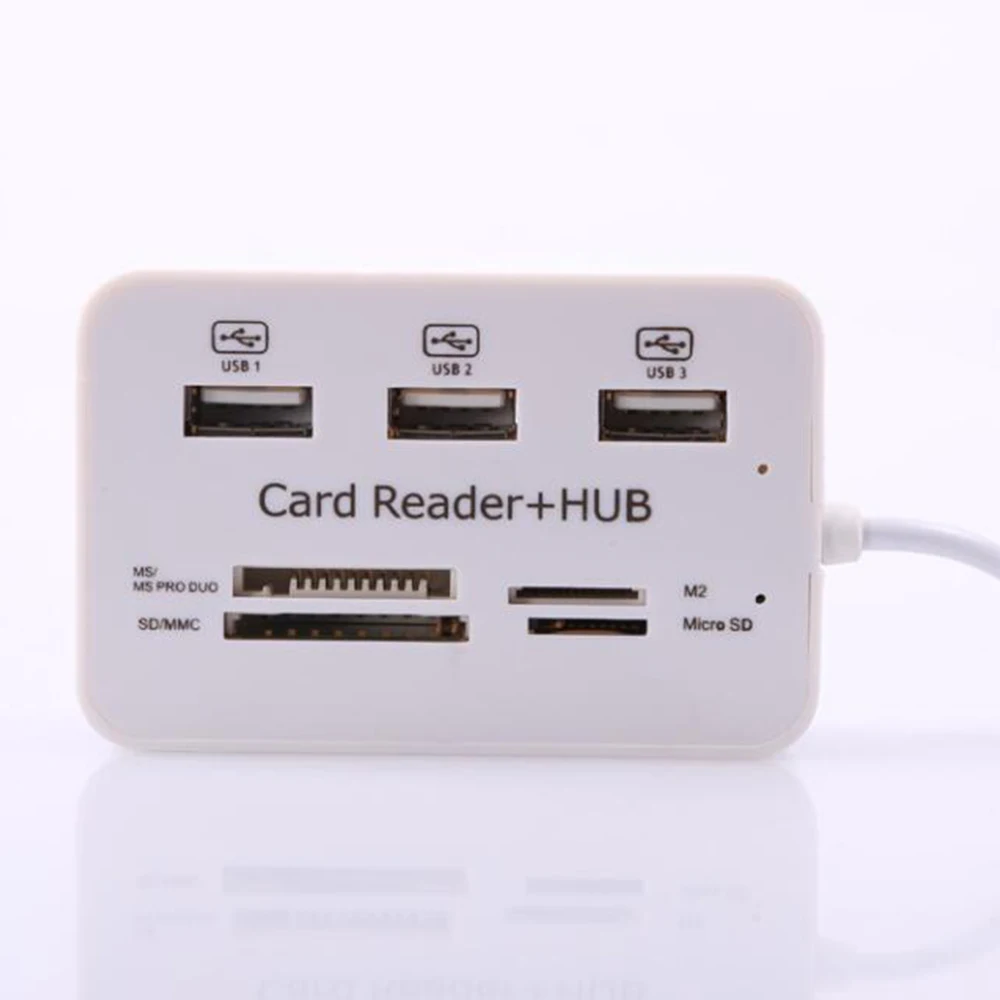 All in One USB 2.0 Hub 3 Ports with USB Card Reader Hub 2.0 480Mbps Combo for MS/M2/SD/MMC/TF for PC Laptop