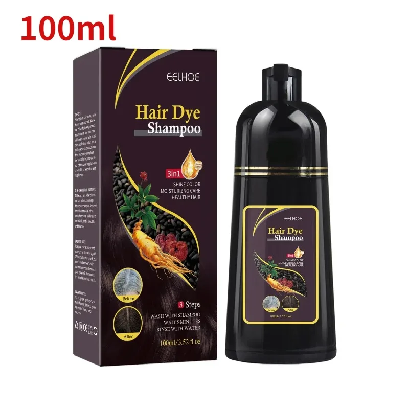 

30/100ml Natural Herbal Hair Dye Shampoo 3 in 1 Hair Color Shampoo for Gary Hair Dark Brown Black for Women & Men Grey Coverage