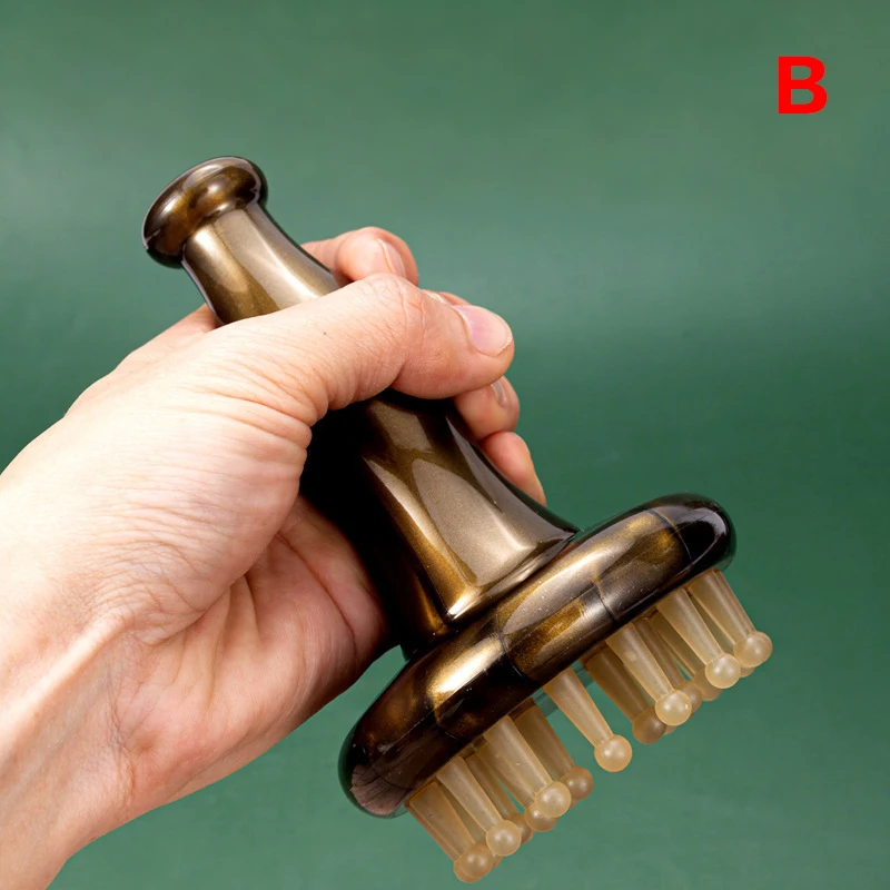 

(YY）1Pc 2025 New Brass Meridian Brush Mortise Craftsmanship Wooden Handle Massage Brush Multipurpose Beauty & Body Massage Tool