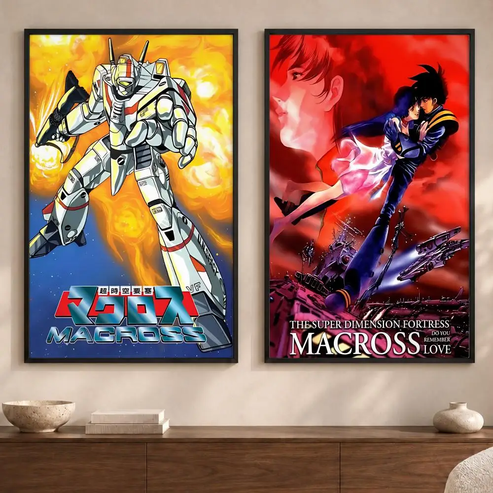 Anime T-The Super Dimension Fortress MacrossS Poster Art  Self-Adhesive No Glue Residue Wall Sticker for Home Office Nursery