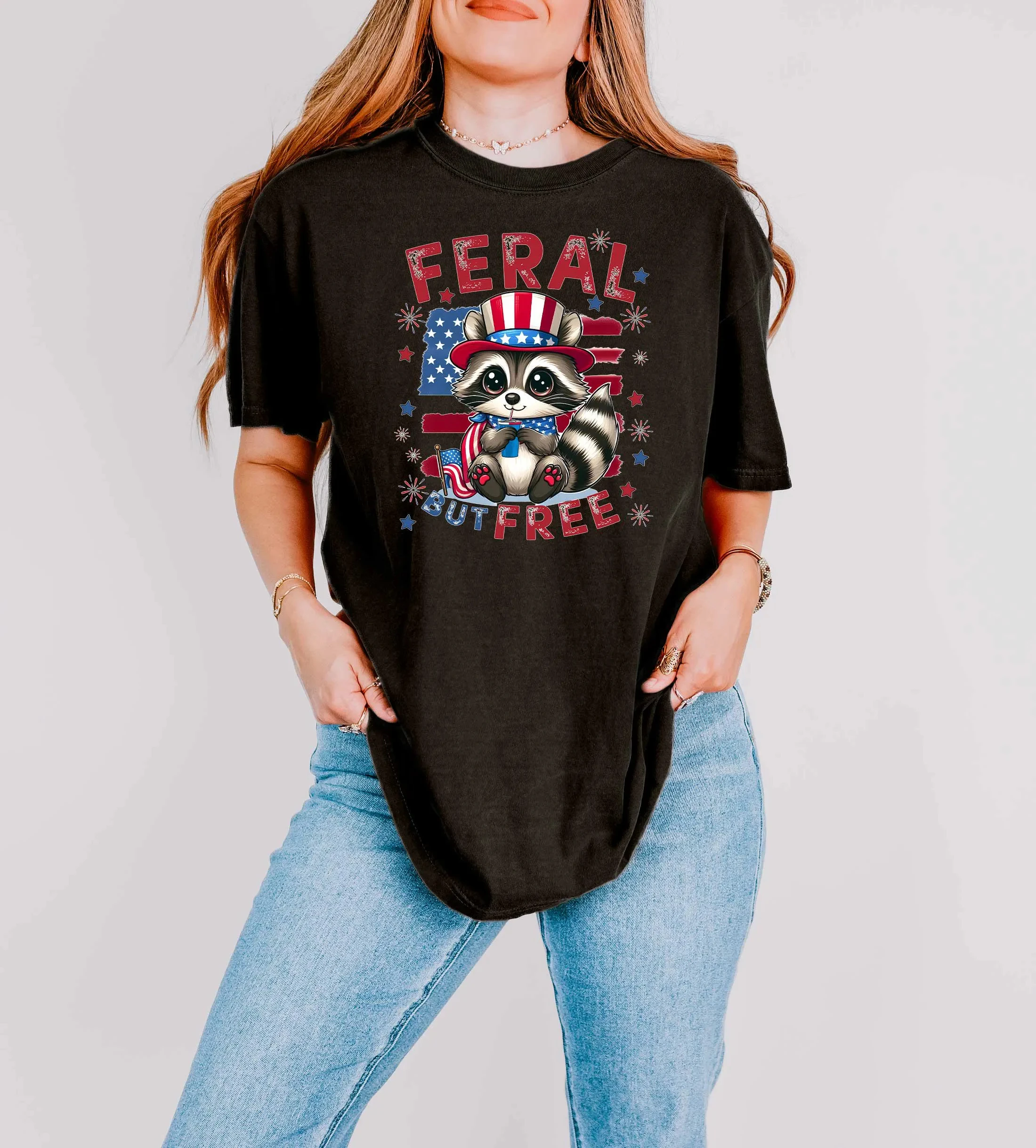 Patriotic Raccoon T-shirt, Independence Day Crewneck, Cute Freedom Tee, USA Raccoon Kids Shirt, Red White and Blue Gift