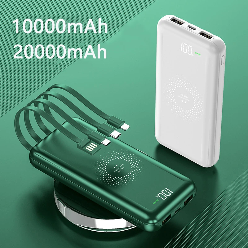 20000mAh Wireless Power Bank Dual USB Port for iPhone 15 X Samsung Xiaomi Fast Charging Portable Charger Powerbank Spare Battery