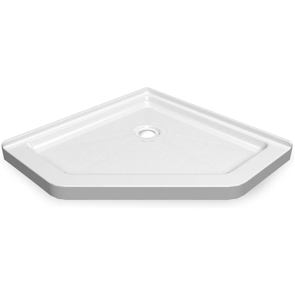 

Corner Drain Shower Base 36 in. L X 36 in. W. H , with Slip Resistant Textured Surface, Double Threshold Shower Pan