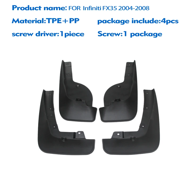 FOR Infiniti FX35 2004 2005 2006 2007 2008 Mudguard Fender Mud Flap Guards Splash Mudflaps Car Accessories Front Rear 4pcs