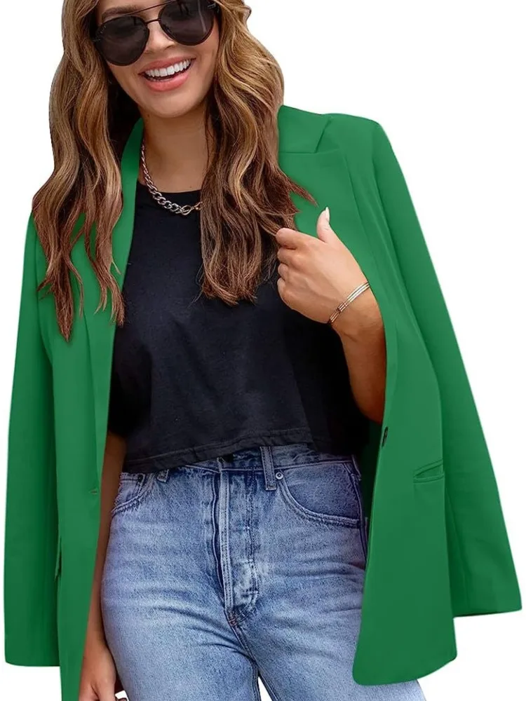 Casual Long Sleeve Suit Jacket Office Lady Spring Autumn Fashion Elegant Solid Turn Down Collar Blazer Coats For Women 2023 Tops