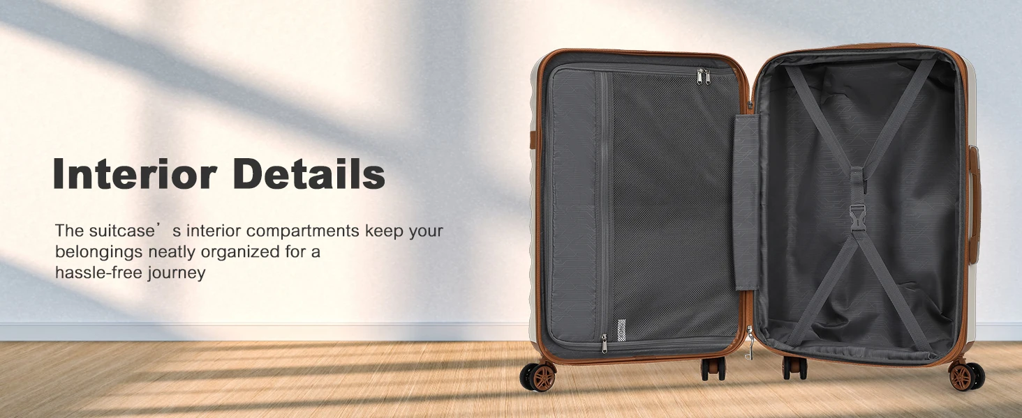 KONO ABS+PC Hartschalenkoffer mit 4 Rollen, TSA-Schloss – Trolley Handgepäck/Reisekoffer (55/65/75cm) – Detail 9