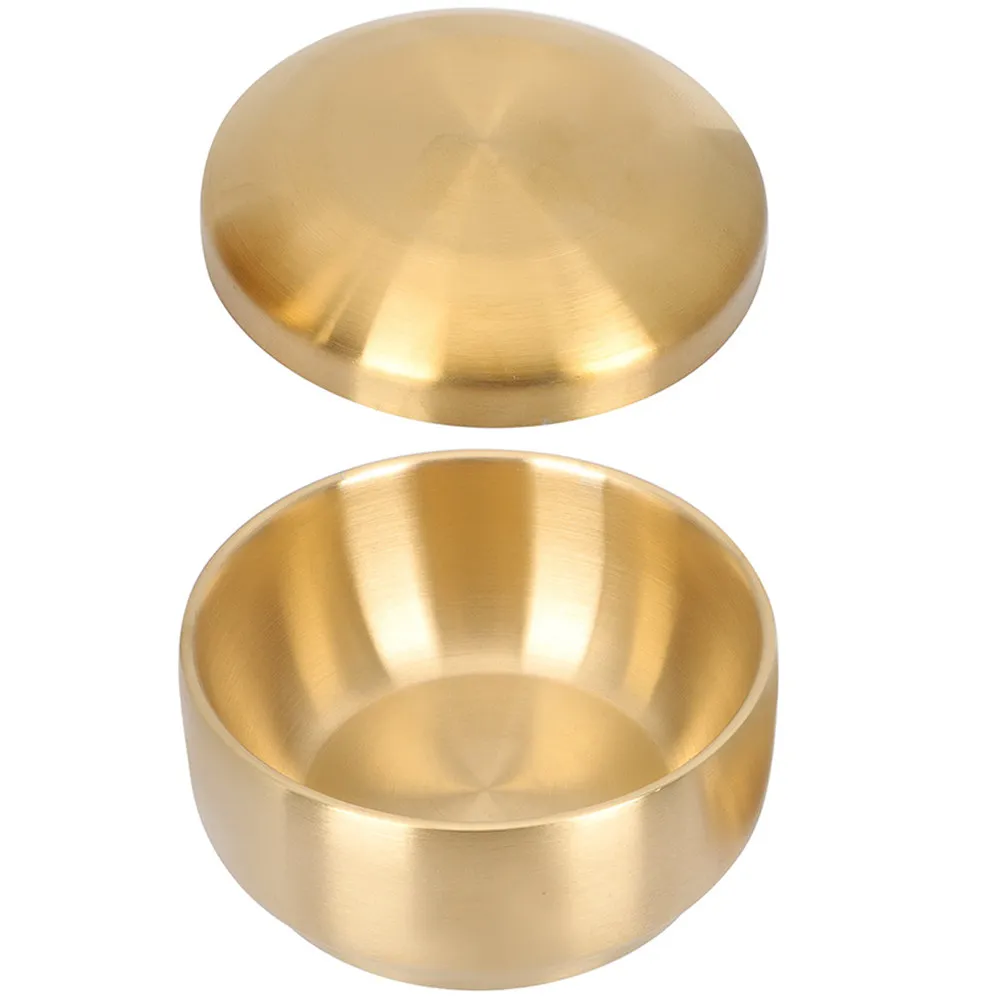 Stainless Steel Soup Bowl with Lid Simple Compact Multi-Function Household Cubilose Rice Bowl Heat-Resistant Kitchen Supply
