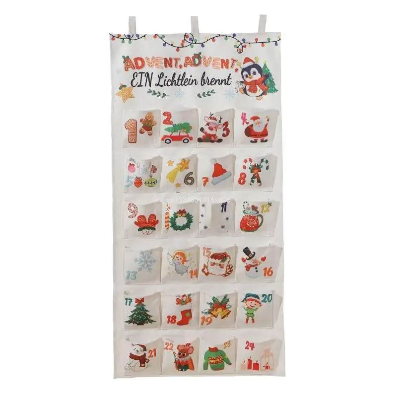 

Dropship Countdown Calendar with Pocket Canvas Present Bag for Christmas Wall Decoration