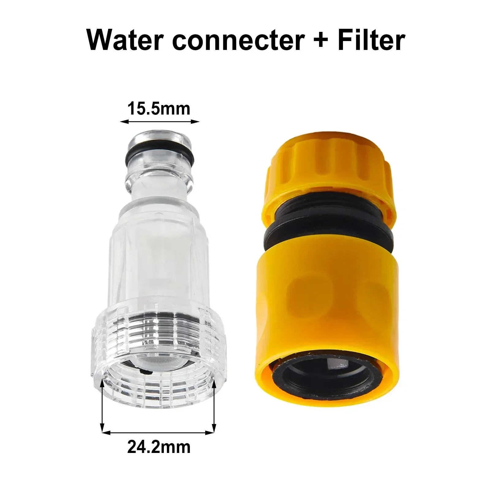 1*Water Connector  1*Filter High Pressure Washer Car Washer Adapter 2-piece Set 100% Brand New And High Quality