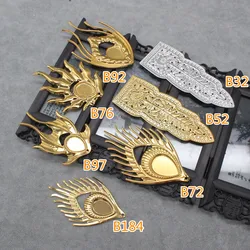 Peacock Feather Wing Filigree Wraps Connectors Metal Crafts Gift Hair Jewelry Accessories Ancient Fashion Decorative  DIY Halo