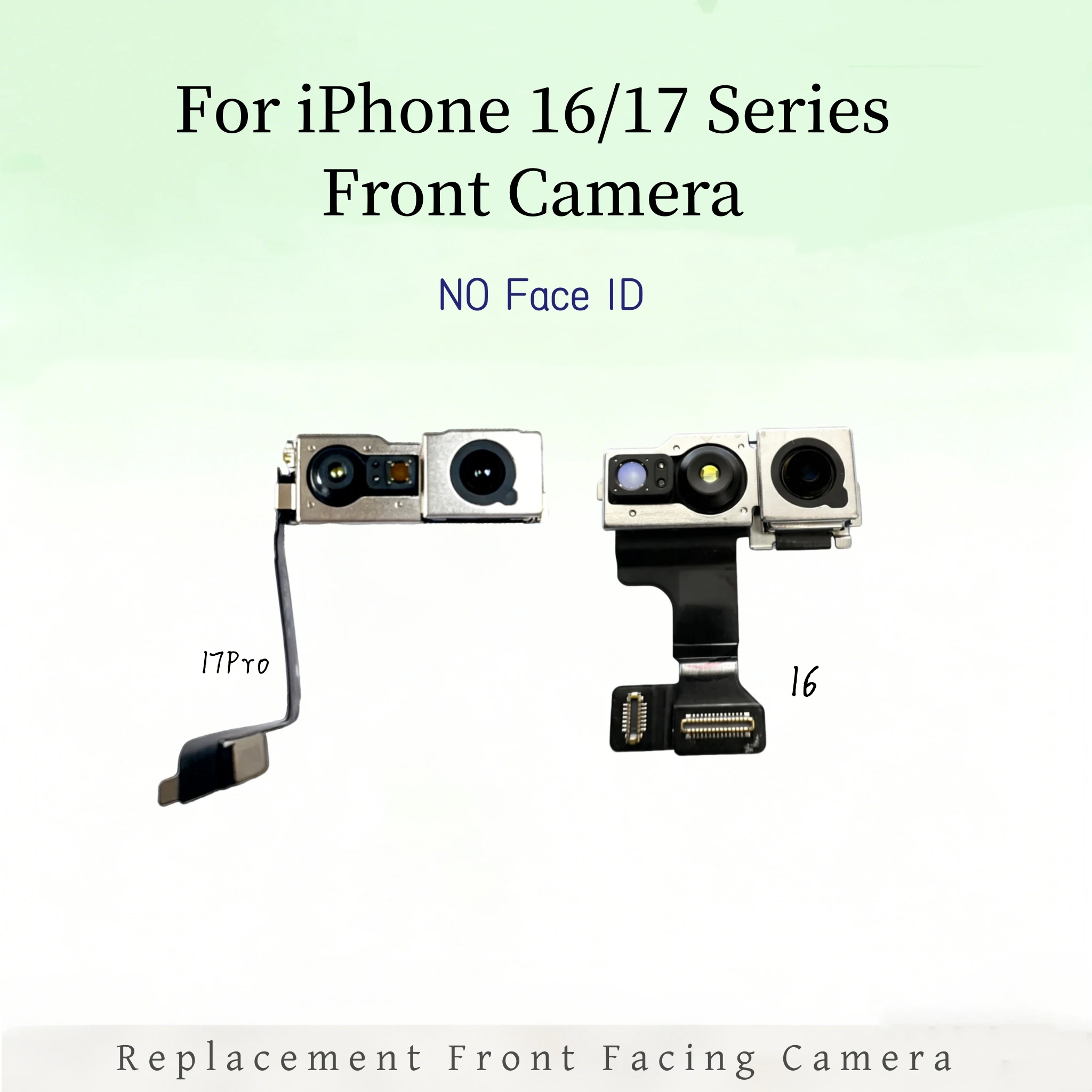 Tested Front Facing Small Selfie Camera Flex Cable Repair Parts For iPhone 16 17 Pro Max 16 Plus 17 Air Replacement, No Face ID