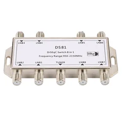 Hot DS81 8 in 1 Satellite 950-2150MHZ TV Signal Splitter DiSEqC Switch LNB Receiver Multiswitch Heavy Duty Zinc Die-cast Chrome