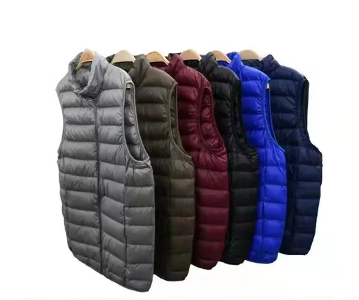 White Duck Down Padded Winter Ultra-Light Vest Men Sleeveless Jacket Slim  Waistcoat Warm Gilet Coats Big Size 5XL