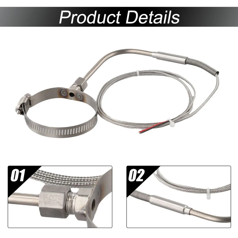 K-type Temperature Sensor Angle EGTRight Probe With 3.3Ft 1M 1PCS 80x5mm
