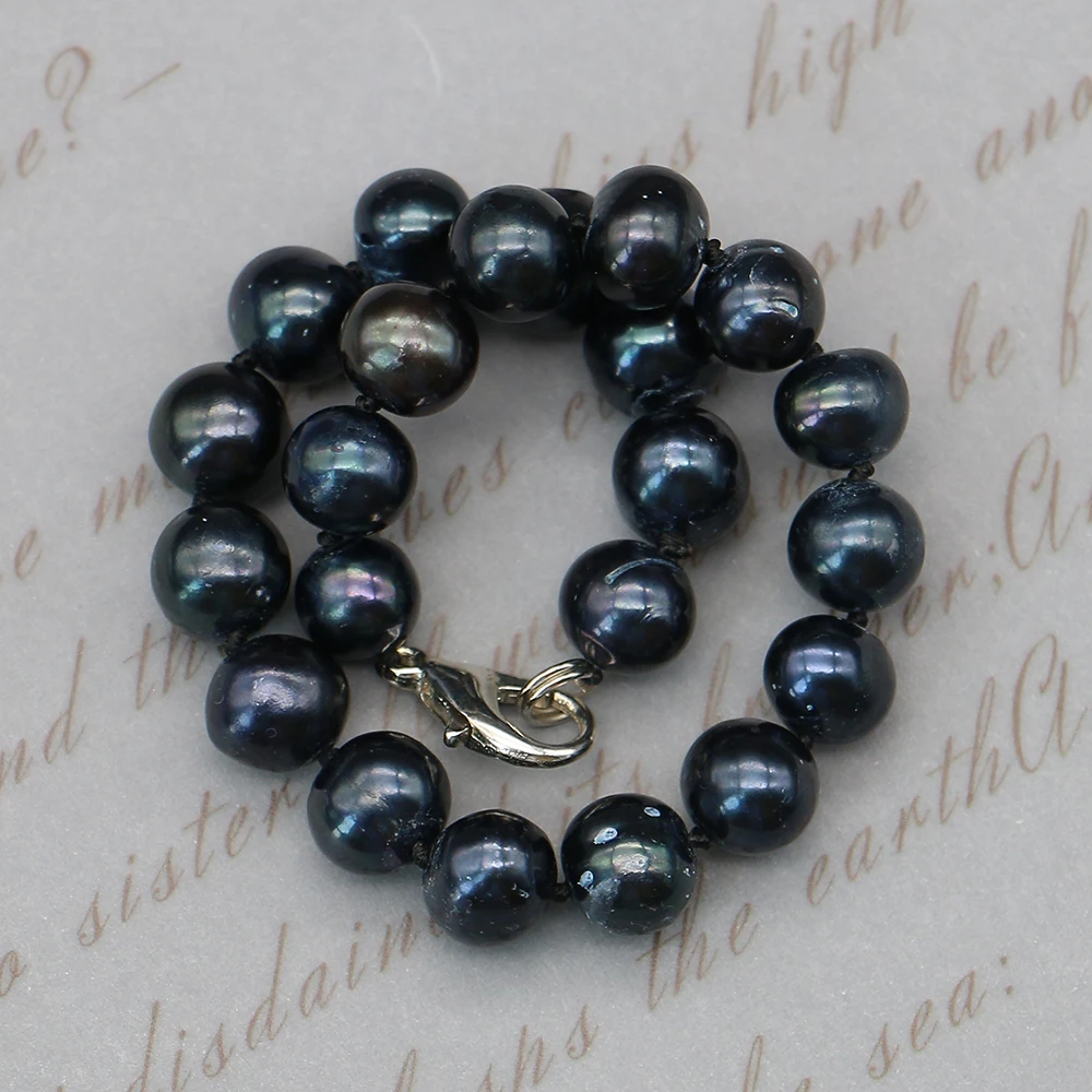 

8-9mm Natural Freshwater Near-Round Pearl Bracelet Black Iridescence Personalized Stylish Necklace Bracelet Chain Accessory