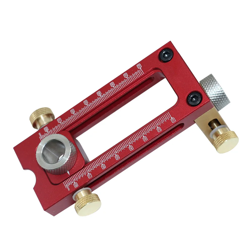 2 In 1 Drill Guide Doweling Jig Bed Cabinet Screw Punch Locator Woodworking Hole Drill Bit Set 5-Hole 6/8/10/12/15mm Pin Fixture