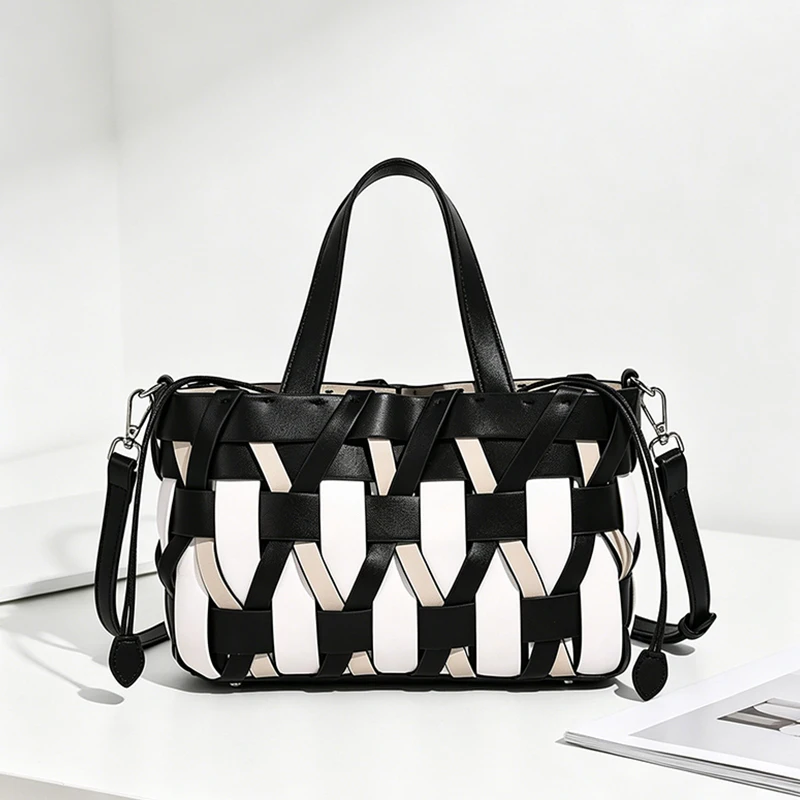 

Fashion Pu Leather Hand-woven Handbag Casual Versatile Chic Basket Bag With Inner Pocket Luxury Designer Shoulder Crossbody Bags