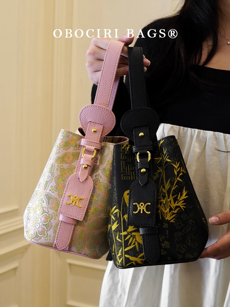 

Роскошные дизайнерские сумки с нежным вышивкой и принтом, женская винтажная и новая модная сумка-ведро на плечо для вечеринки