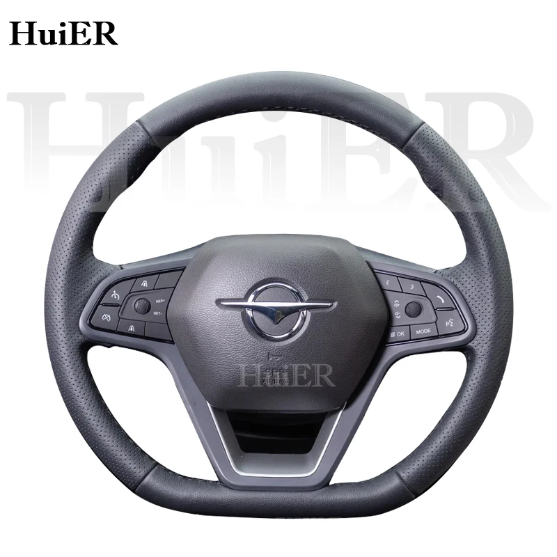 

Custom Car Steering Wheel Cover Hand Sewn Black Leather For Haima 8S 2019 2020 2021 2022 2023 2024 2025 Interior Accessories