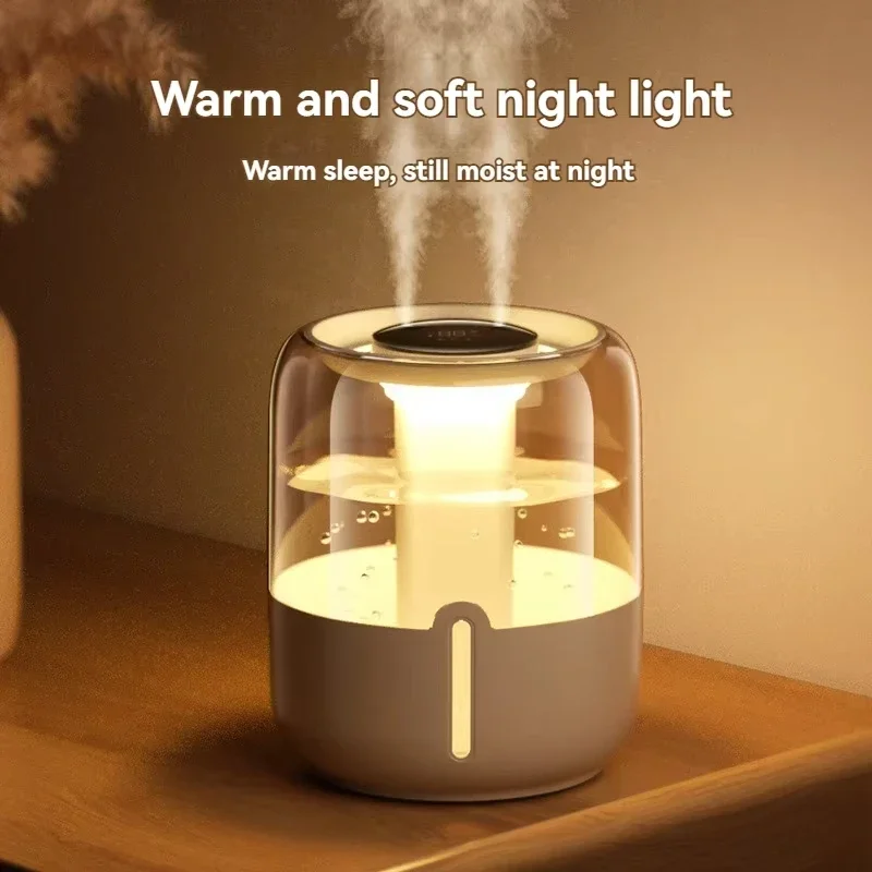 Home Humidifier 6.8L Large Capacity Humidifier USB Dual Spray Home Office Bedroom Desktop with Night Light Digital Display