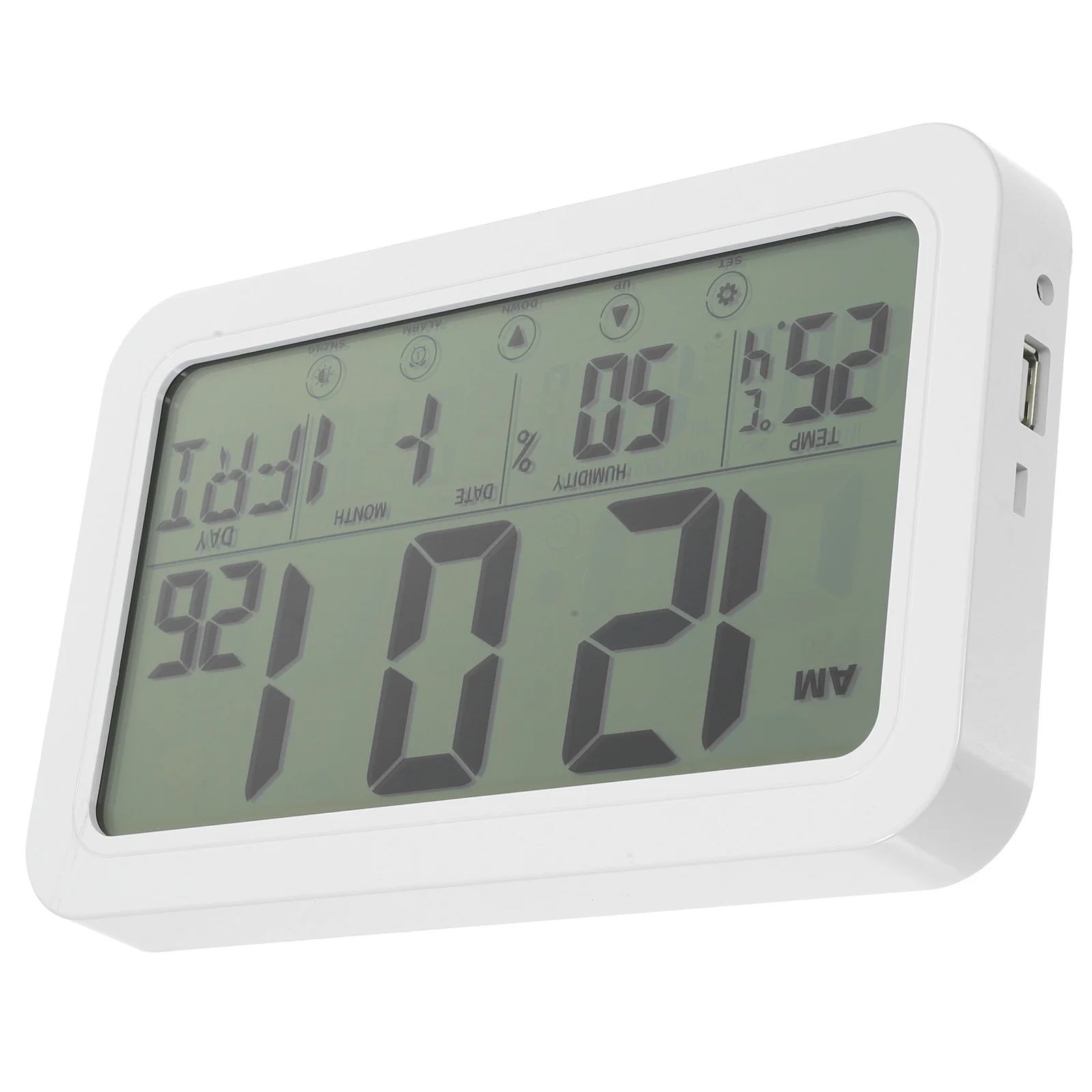 

Temperature and Humidity Clock Digital Calendar Home Electronic Alarm Plastic Compact Creative Travel Wall Hanging