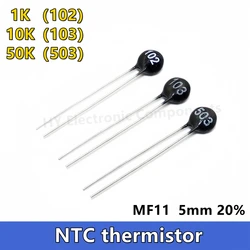 20pcs NTC Termistor mf11 20% 1K 10K 50k temperatura negativa 102 103 503 Cabeza Redonda negra