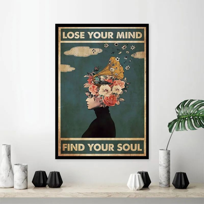 Mind Proverbs Retro Poster Decorative Painting Sofa Background Wall Guest Porch Canvas Painting